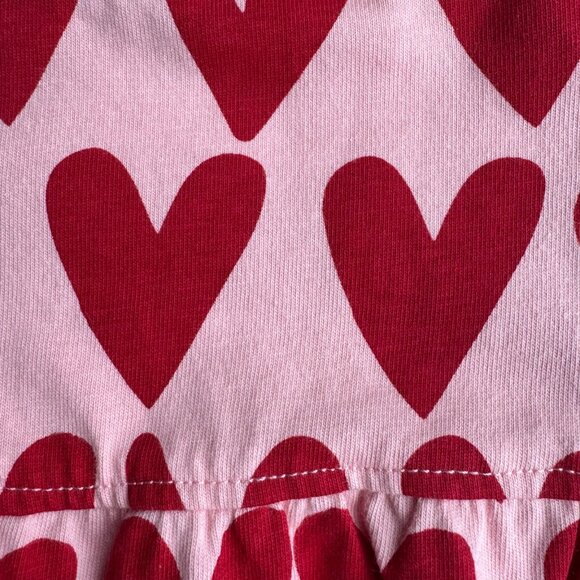 HANNA ANDERSSON Love Hearts Dress Baby 18-24 80 Pink Red Heart Print Valentine's - Picture 4 of 6